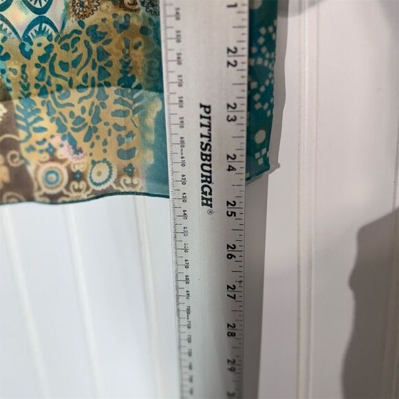 Apt. 9 Boho Patchwork Sheer Blouse L Made in Hong Kong Tie Neck Ruffle Cuff Top - Picture 4 of 10